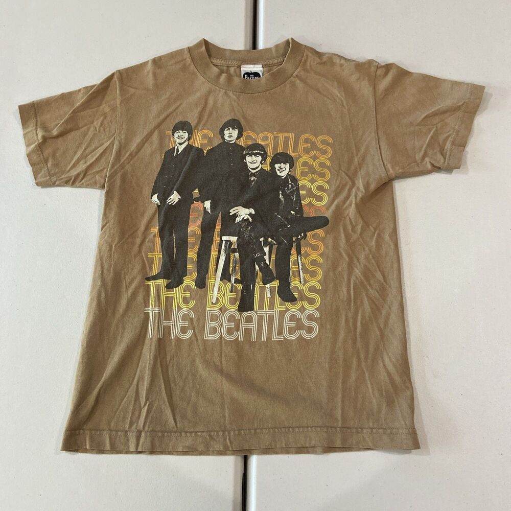 THE BEATLES SHIRT SIZE SMALL PAUL MCCARTNEY JOHN LENNON Brown